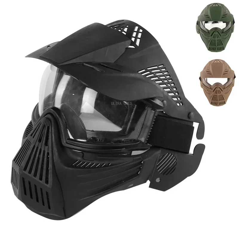 Full Face Protective Tactical Mask with Lens Impact Resistant for Outdoor CS Game Sport Hunting Accessories