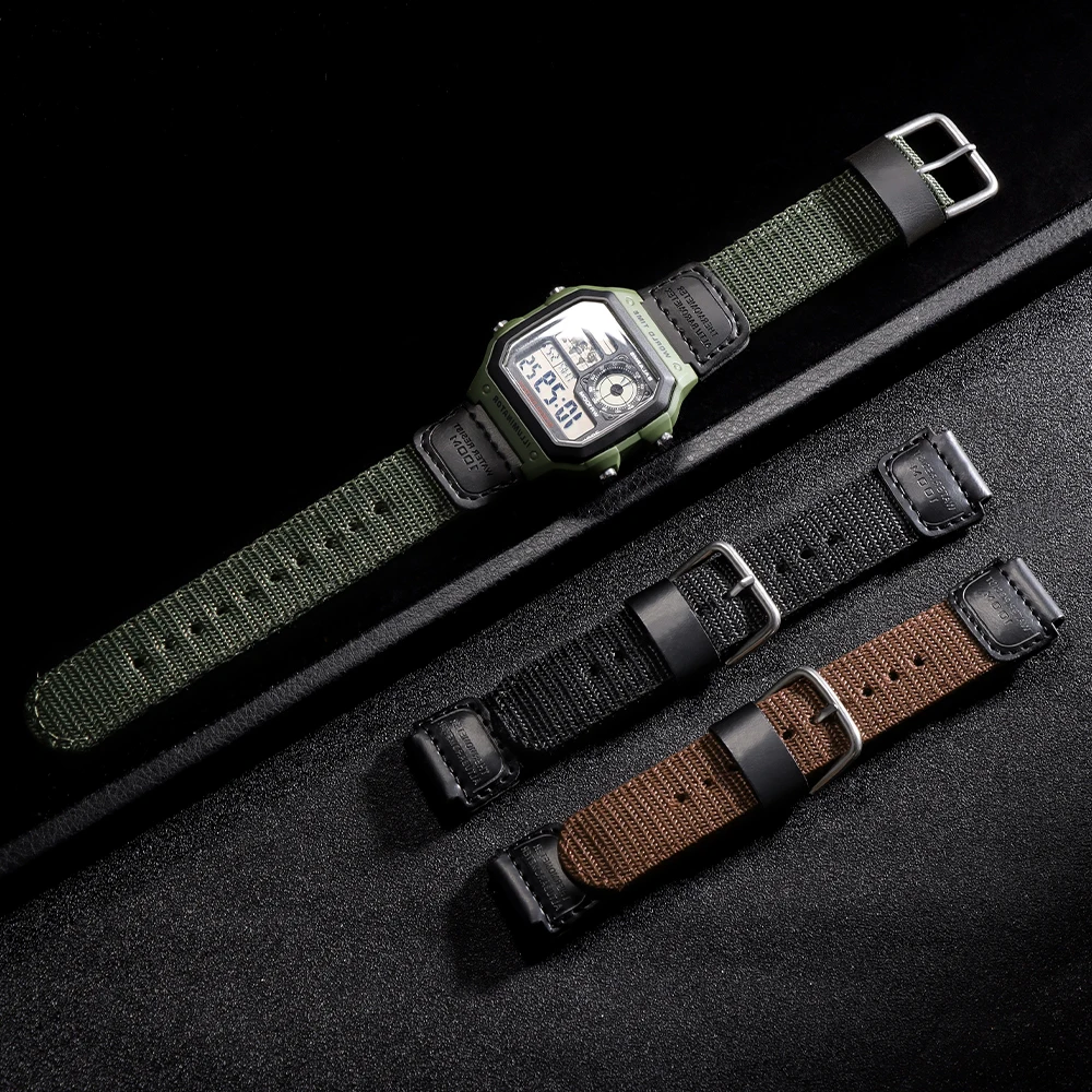 Nylon for Casio for F-91W W-800H Watch Band SGW400 F91W F84 F105/108/A158/168 AE1200/1300 18mm Cowhide Strap Men Women Bracelet image 5