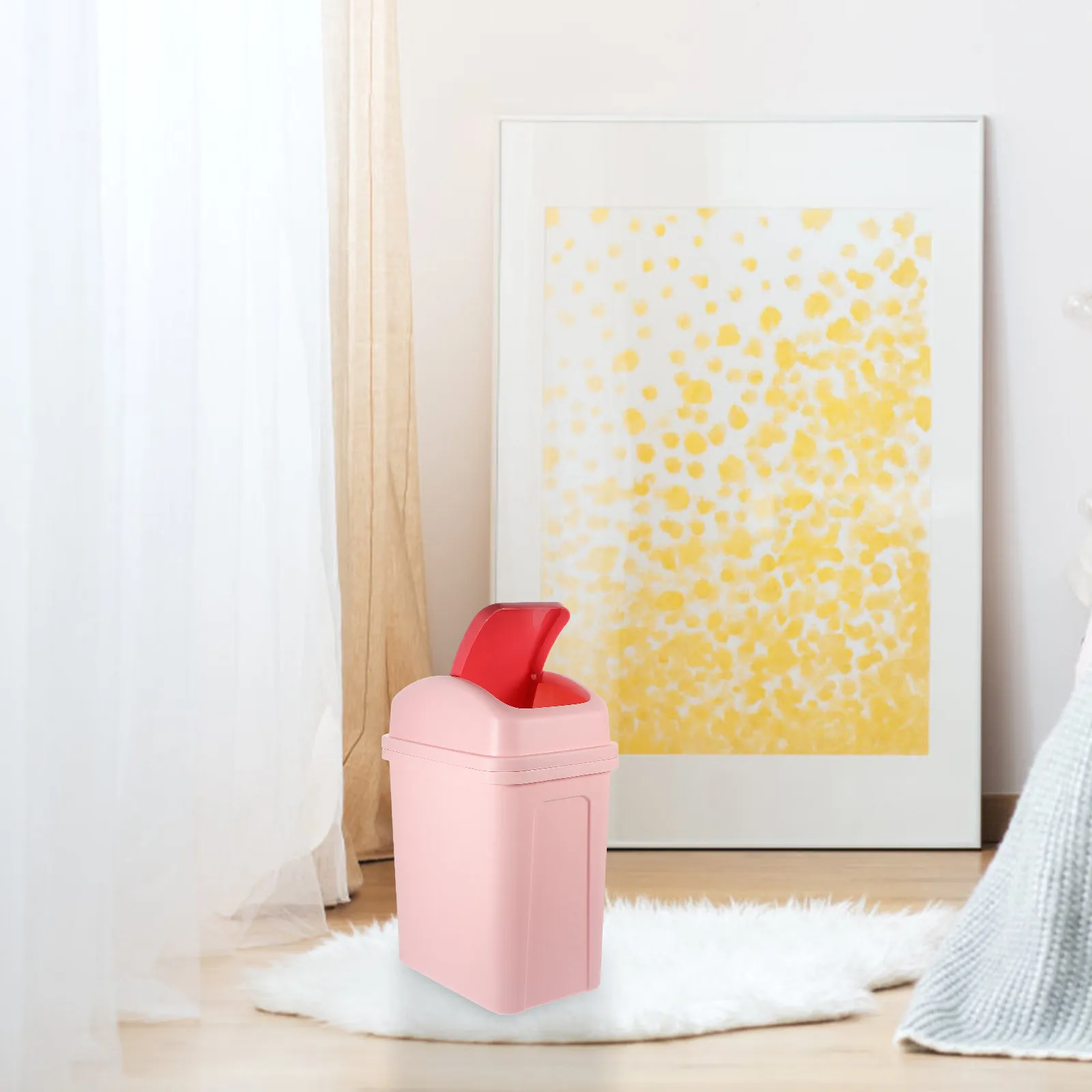 

Dustbin for Kitchen Small Trash Can Waste Bins PP Lidded Garbage Indoor with Covered