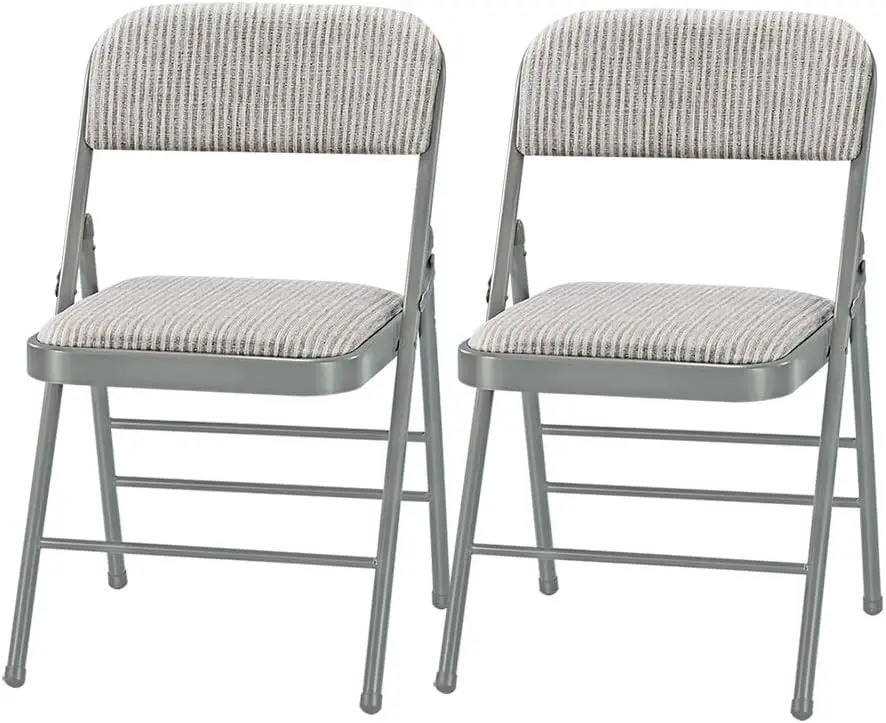 

Pack of 2 (Fabric/Vinyl) Steel Frame Metal Foam Padded Folding Chairs (Black, Gray, White) (2-Pack - Fabric White)