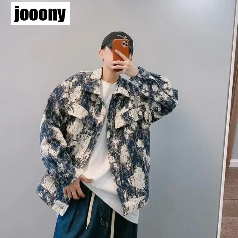 

Новая весенне-осенняя повседневная куртка в стиле Харадзюку, японская свободная корейская винтажная куртка унисекс, ретро-куртка для мужчин с цветочным принтом тай-дай