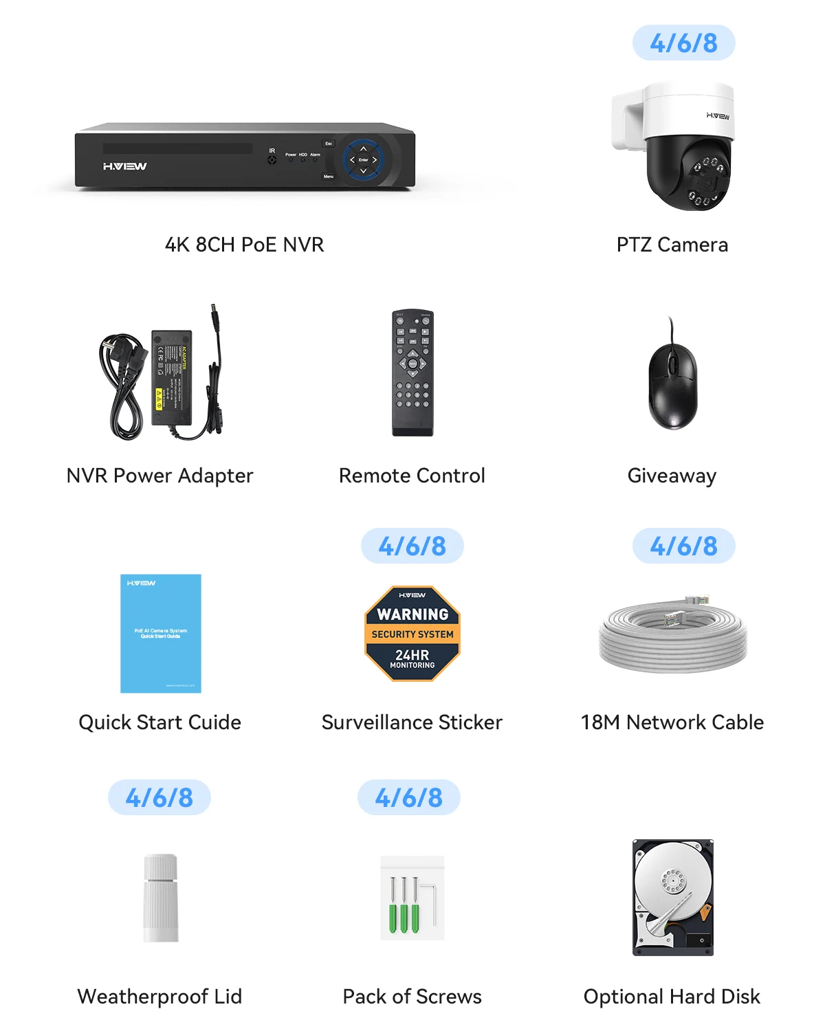 Imagem -06 - View Kit Câmeras Segurança Ptz 4k 8mp 5mp Cctv Sistemas de Câmeras de Segurança em Casa Kit de Vigilância de Vídeo ao ar Livre Áudio Câmera ip Poe Nvr Conjunto Xmeye App h.