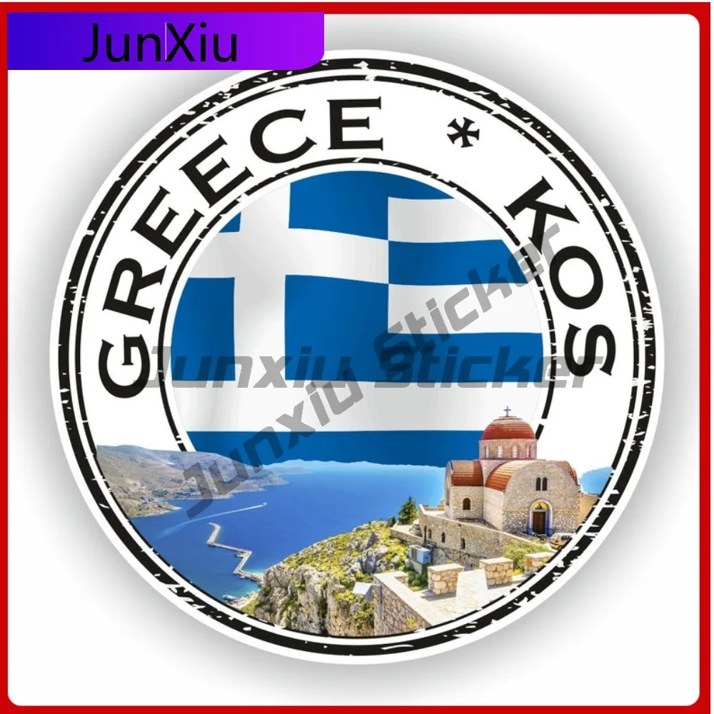 

Greece Kos Island Country Flag Map Design Creative Funny Car Vinyl Decal Adhesive Sticker Exterior Anti Scratch for SUV Bumper