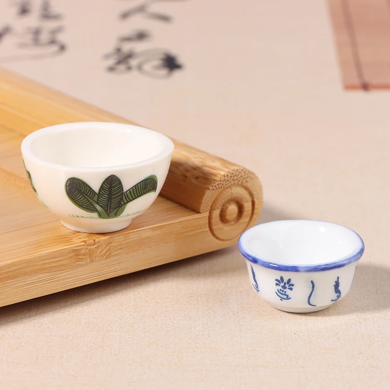 Miniature Kitchen hand-painted ceramic rooster blue and White Bowl simulation creative food and play decorations