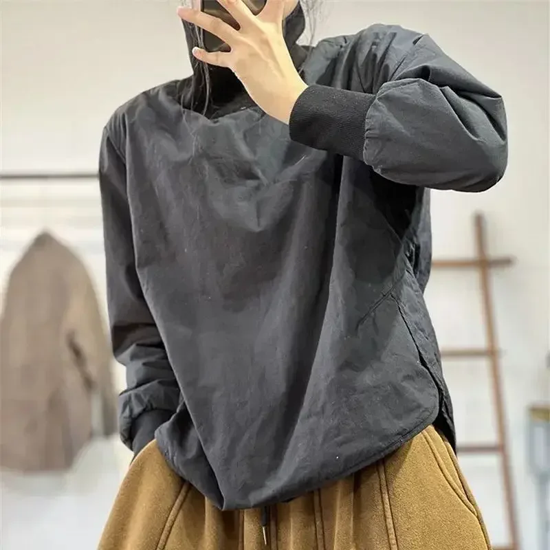 ฤดูใบไม้ผลิใหม่คอเต่าHoodieผู้หญิงสบายๆอเนกประสงค์ผ้าฝ้ายสตรีPulloverหลวมแฟชั่นผู้หญิงเสื้อผ้า