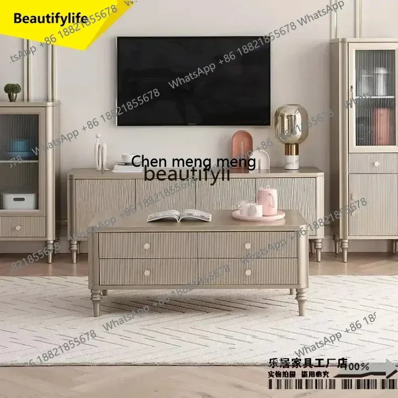 

P178 k185 American simple solid wood living room TV cabinet coffee table combination Nordic floor cabinet living room furniture