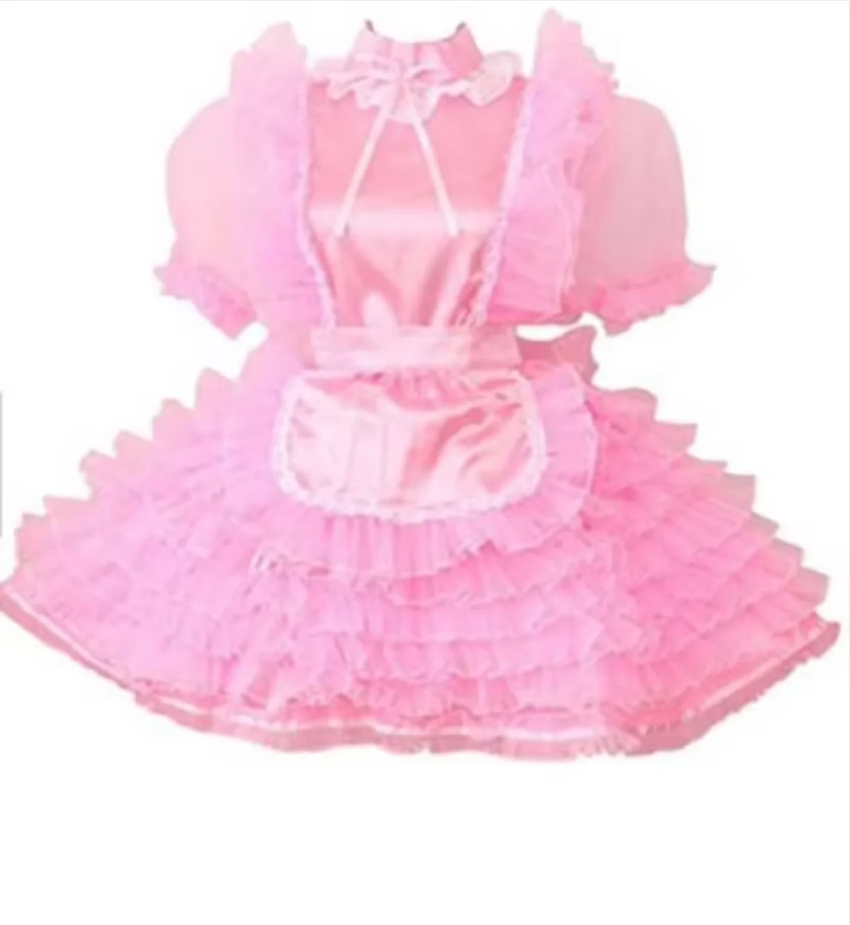 

Hot Sale New Lockable Sissy Skirt Cosplay Dress Maid Girl Maid Pink Lovely Cake Skirt Multi-Layer Tower Customization