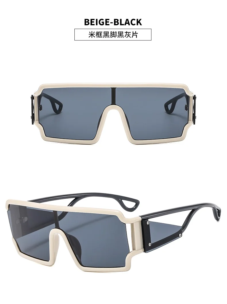 One-piece square sunglasses contrasting colors large frame personalized ins Internet celebrity sunglasses fashion