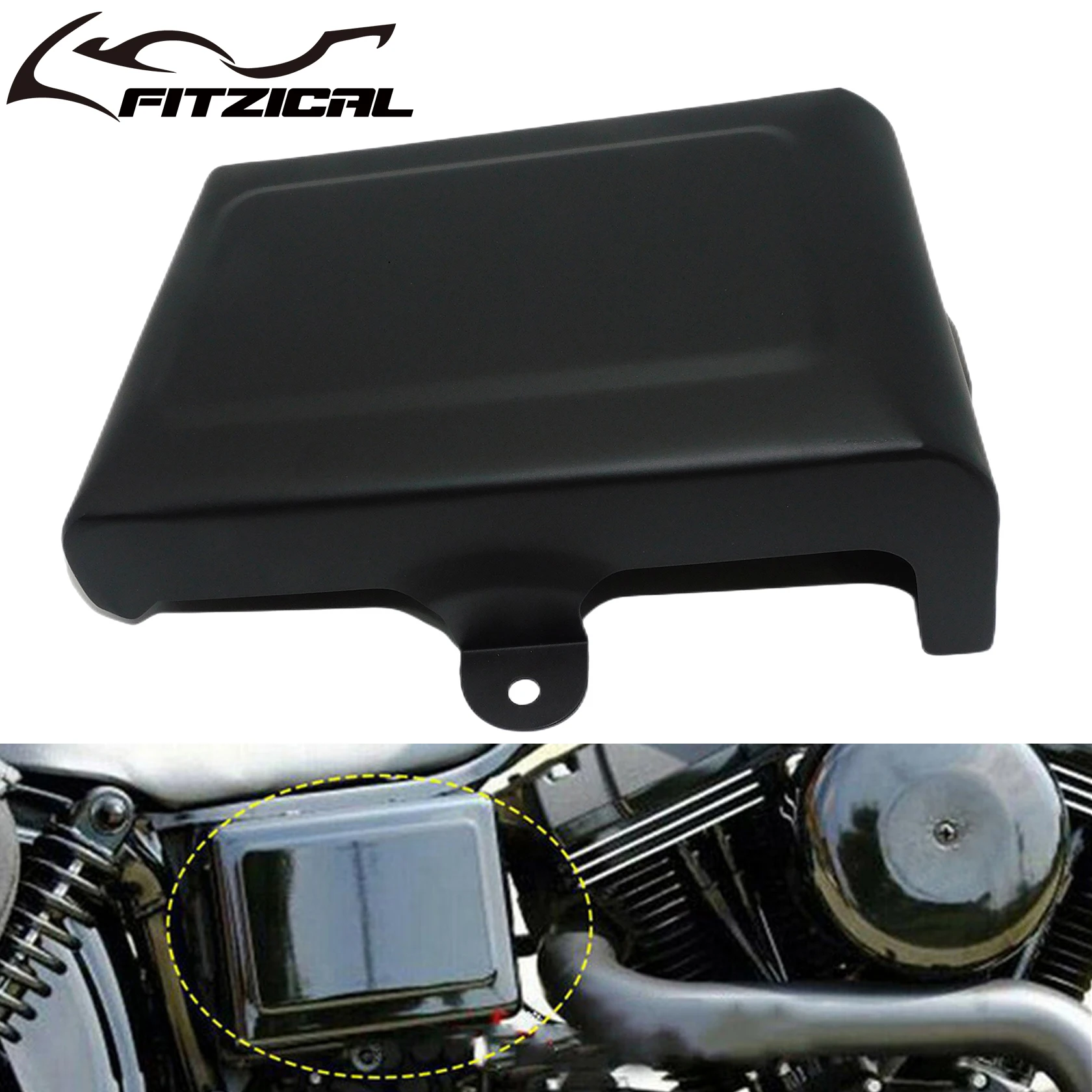 Motorcycle Battery Cover Right Side Frame Guard Cover Matte Black For Harley Dyna Street Bob 2006-2014 Super Glide Fat Bob 06-17