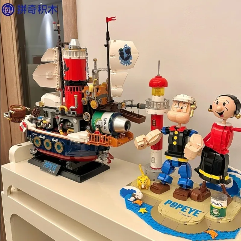 Pantasy Popeye Klocki Konstrukcyjne Steam Statek Łowcy Skarbów Zabawka do Składania Małe Elementy Model Ornament Architektoniczny Prezent