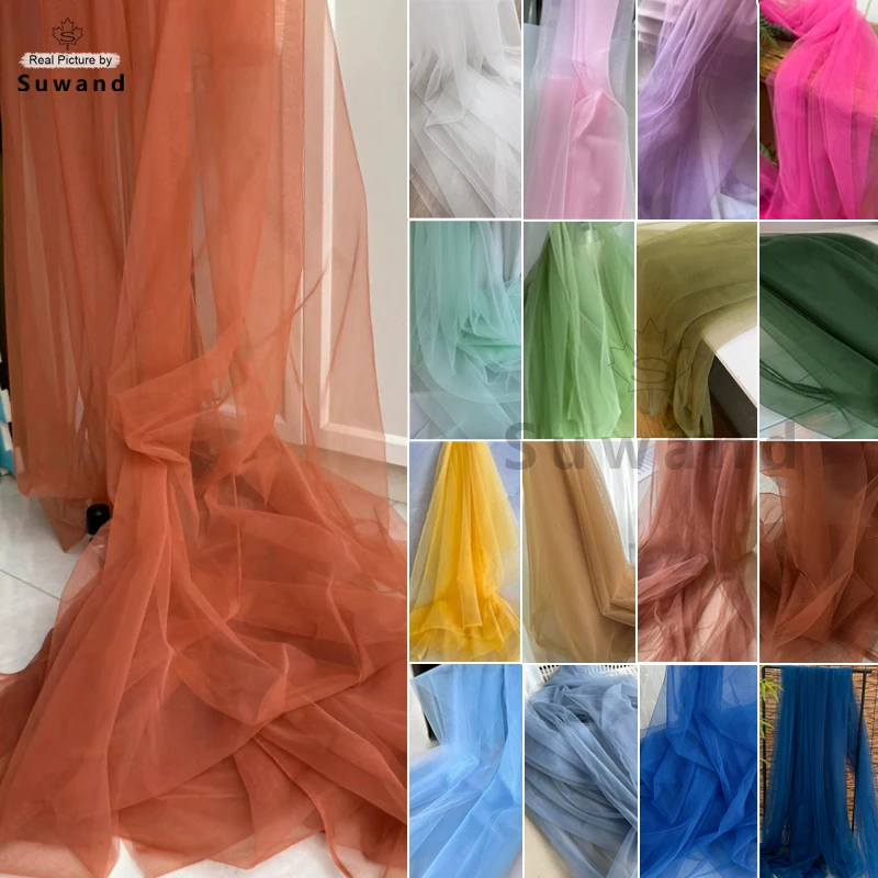 

Brown Olive Soft Tulle Fabric Wedding Decoration Curtain Clothing Sewing Mesh Gauze Layout Chair Back Yarn DIY Tutu Material