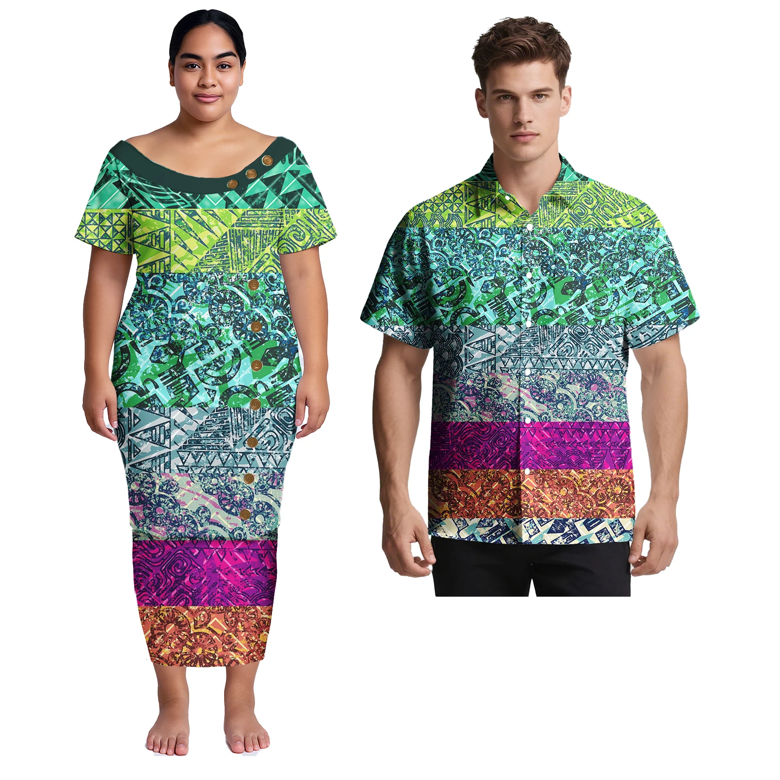 2025 Abbigliamento Samoano Puletasi abbinato a uomini e donne Abito artistico vintage Samoa Abito polinesiano Set di coppie