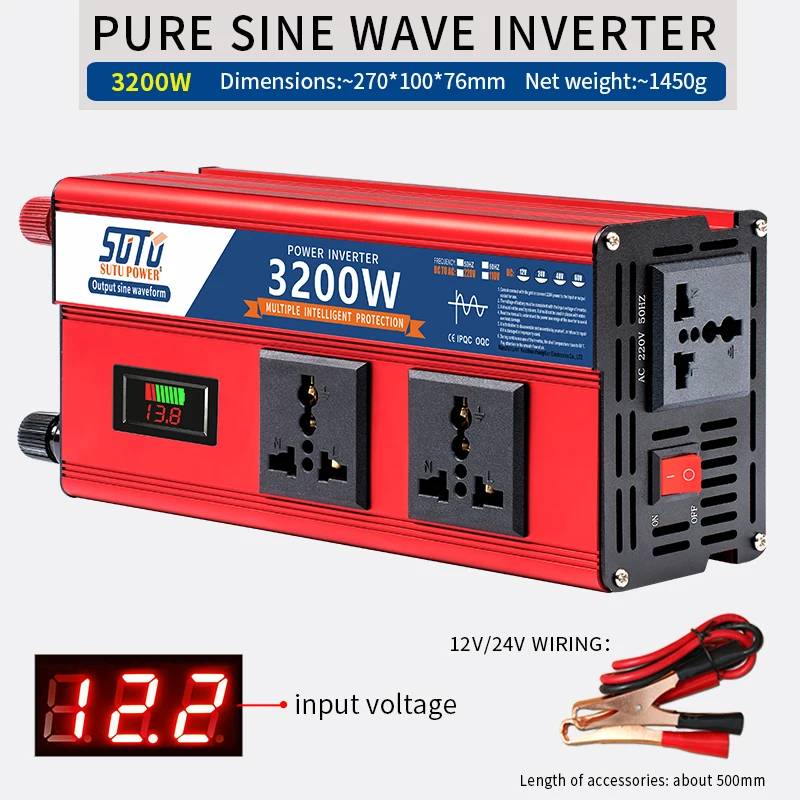 

Pure sine wave inverter 12V to 220V 1000W 1800W 2600W 3200W DC to AC voltage converter 12 220 car mounted inverter