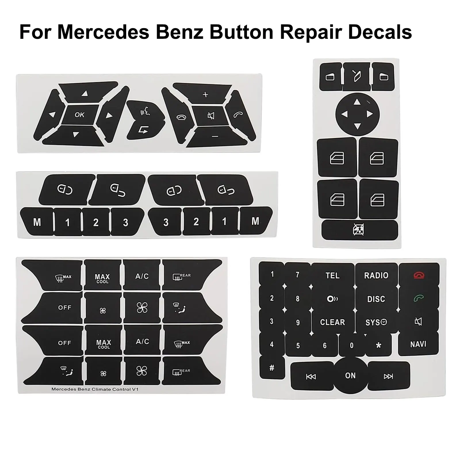 

For Mercedes Car Button Repair Stickers For Benz C-Class W204 S20 E-Class A-Clas B-Class Steering Wheel AC Button Repair Decals