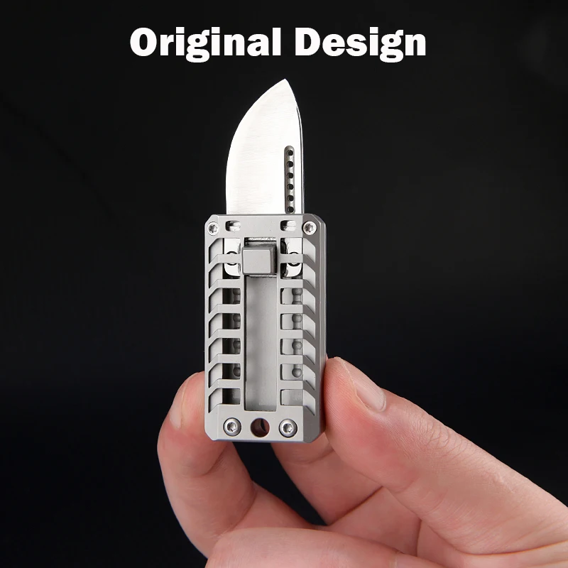 D2 Steel Sliding Knife Creative Mechanical Decompression Tool Push Knife  Portable Keychain Pendant Outdoor Camping EDC Tool