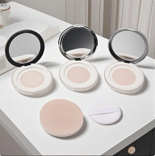 Pote recarregável de maquiagem cosmética, 5g, mini malha elástica ultrafina com espelho, portátil, embalagem de pó solto, caixa vazia