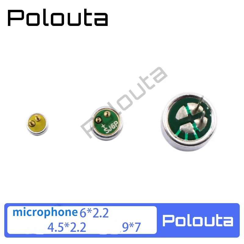 10 pces microfone 9*7mm 4.5*2.2mm 6*2.2mm capacitivo electret microfone com pinos captador microfone circuitos integrados