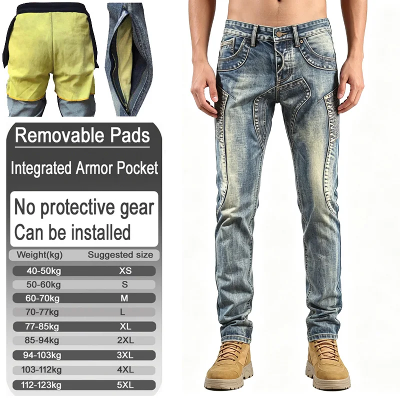 men's aramid racing jeans kevlar reinforced motocross pants motorcycle riding gear for men with armor pockets armor not included
