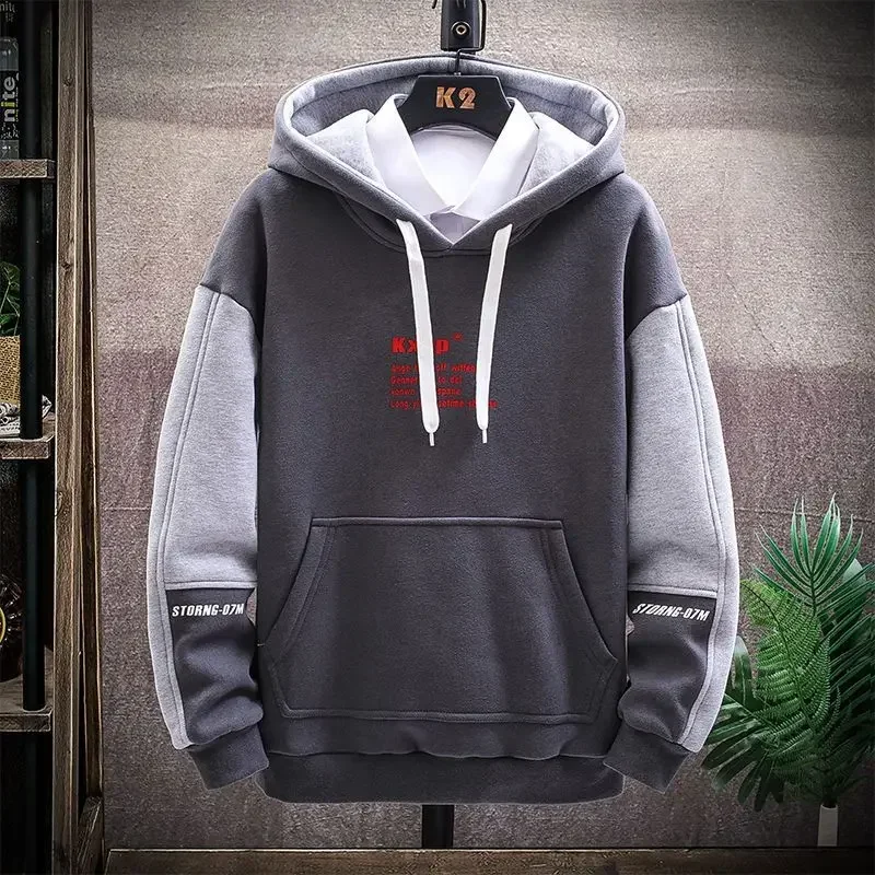 

Male Clothes Hooded Black Sweatshirt for Men Spliced Letter Hoodies Warm Funny Welcome Deal Winter Designer Cheap New in S Emo