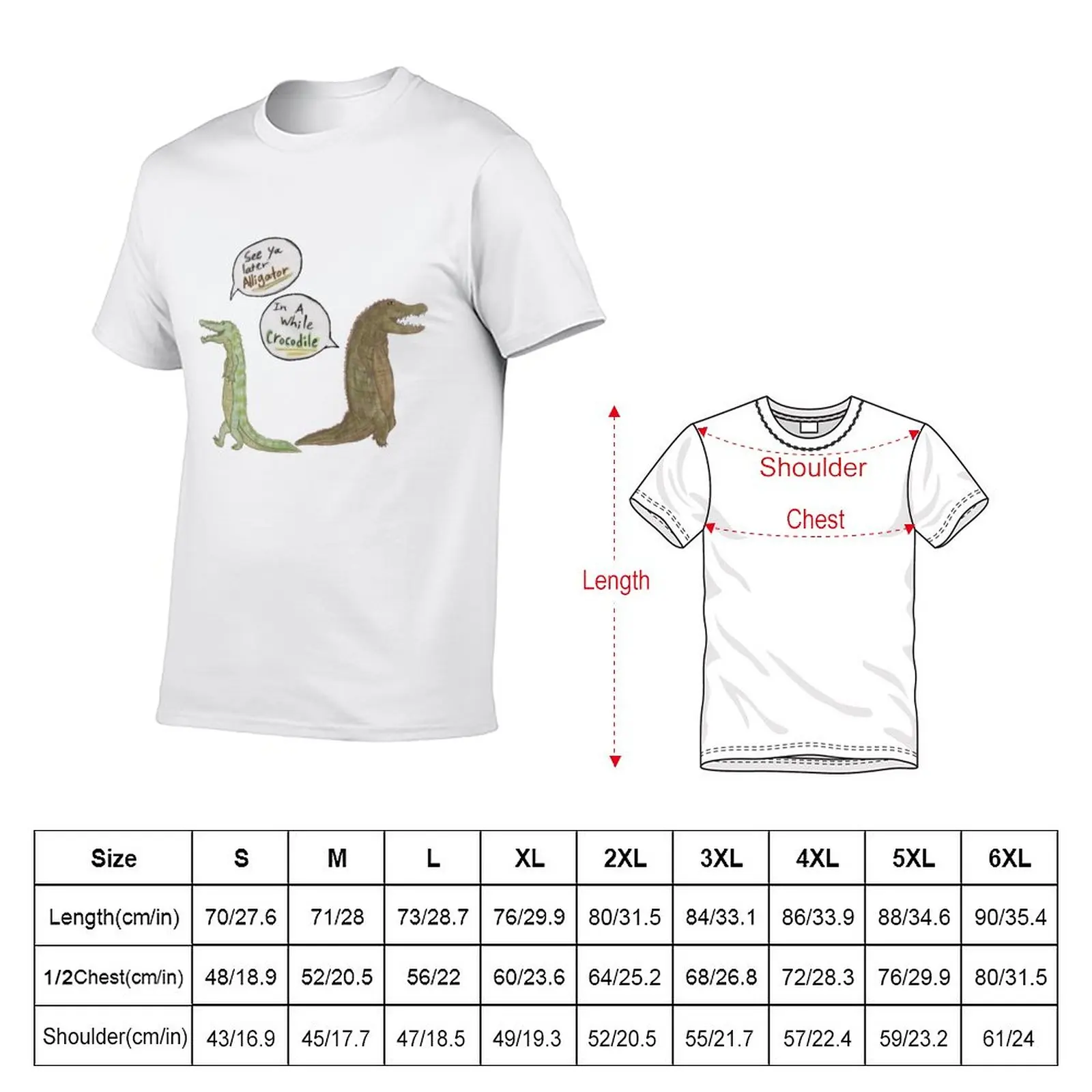 New The Alligator and Crocodile T-Shirt Short t-shirt funny t shirt Aesthetic clothing vintage clothes mens plain t shirts