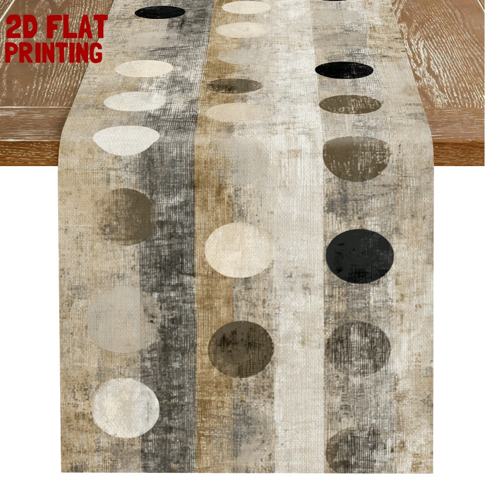 1pc Rustic Polka Dot Table Runner 2D Flat Printed Vintage Watercolor Style Table Decor for Dining Kitchen Party