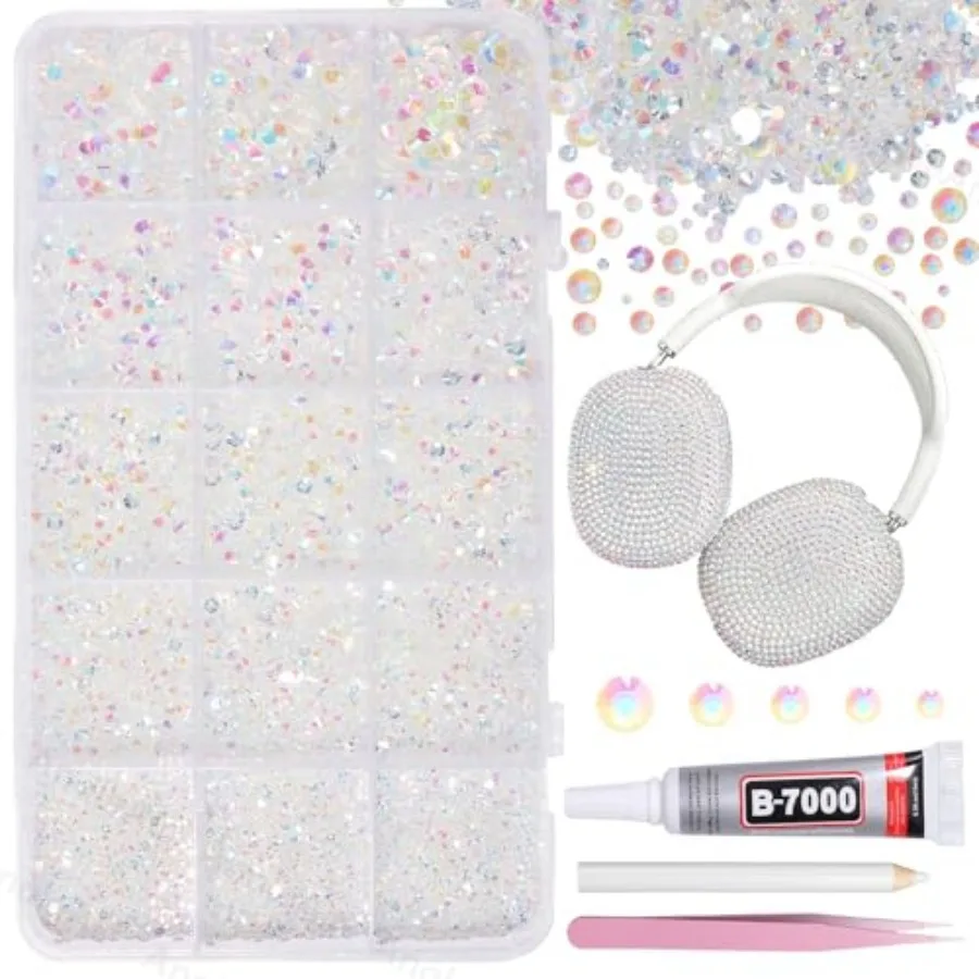 

2000Pcs Clear AB Rhinestones for Bedazzling Kit, 2/3/4/5/6mm Mix Sizes Jelly Bedazzling Resin Gems, Gems Bedazzling for Craftin