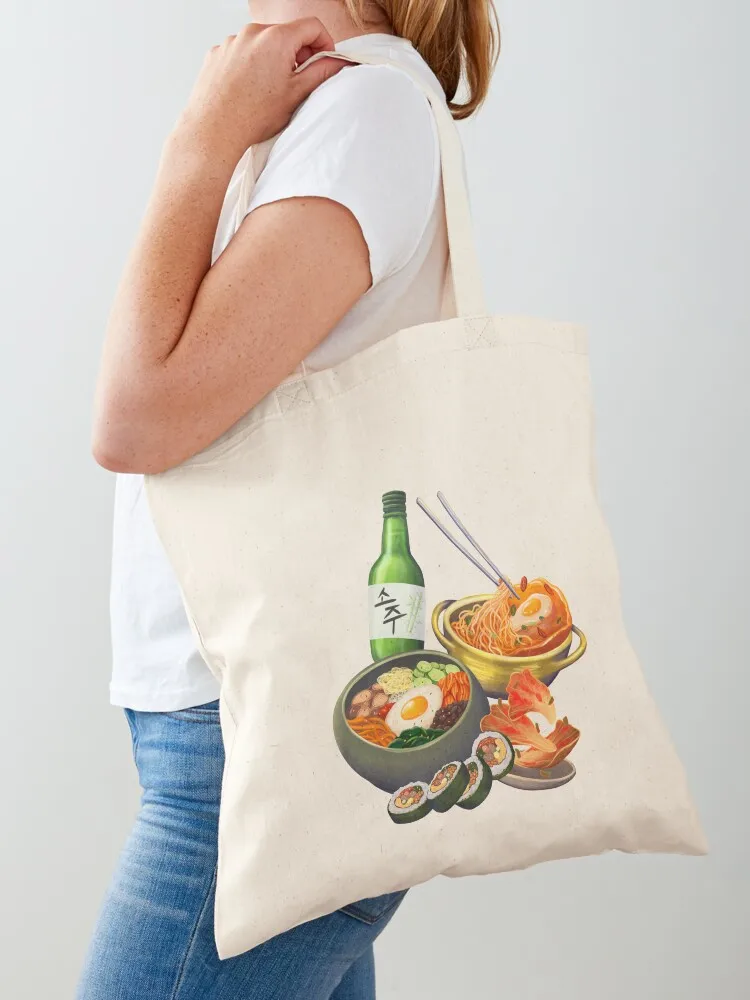 

Korean Food Set Tote Bag tote bags cloth bags Canvas shoulder bag Lady bags cute pouch bag