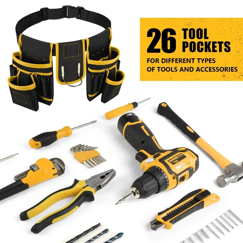 

Professional 26 Pockets Magnetic Tool Belt Detachable Heavy Duty Tool Pouch Oxford Fabric Industrial Grade Magnet Pouch Mechanic