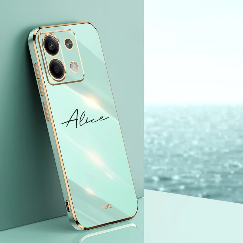 Personalized Custom Name Case For Xiaomi Redmi note 13 note13 Pro Plus 4G 5GLuxury 6D Plating Soft Cover Redmi note 13 Pro 4G