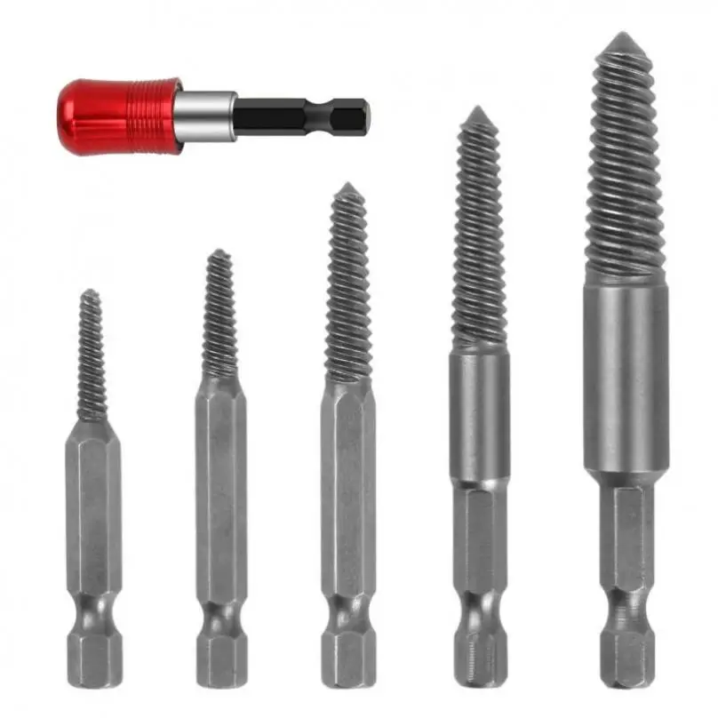 6 stücke Beschädigt Schraube Extractor Kit mit Schnell Self-Locking Post Werkzeuge Kit Feine Gewinde Beschädigt Schraube Stud Remover