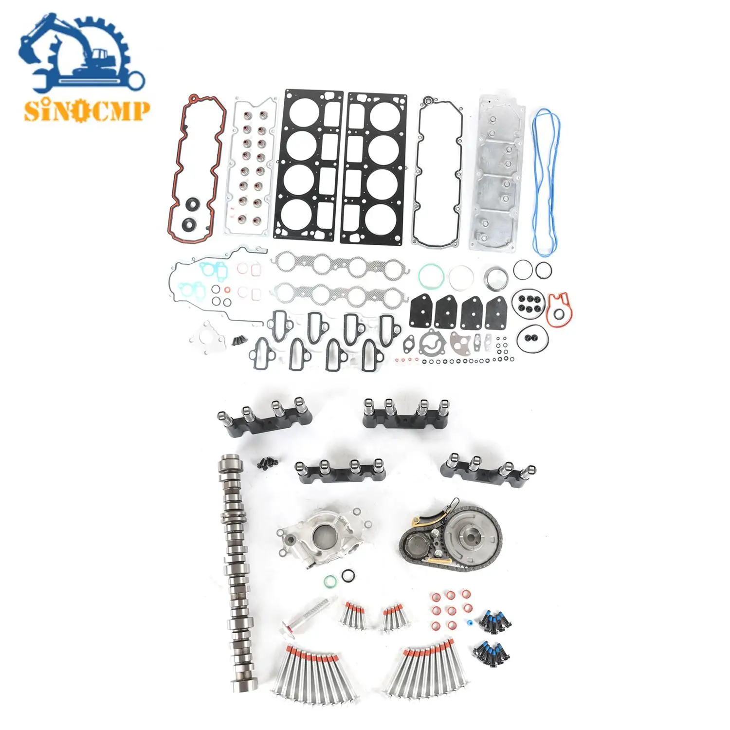 1 Juego de elevadores de árbol de levas, cubierta de valle, cadena de distribución, bomba de aceite, junta de culata 5,3 para Chevy Silverado GMC Sierra Yukon 2007-2013 5.3L