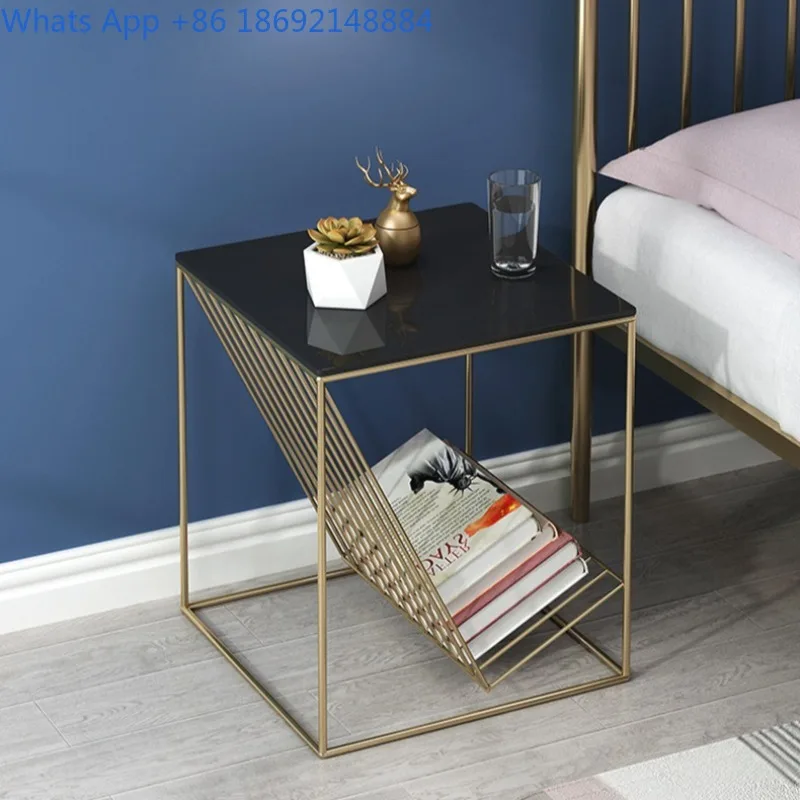 Nordic Black Lacquer Metal Coffee Table Iron Art Bedside Cabinet Side Cabinet Modern Simple Creative Square Coffee Table