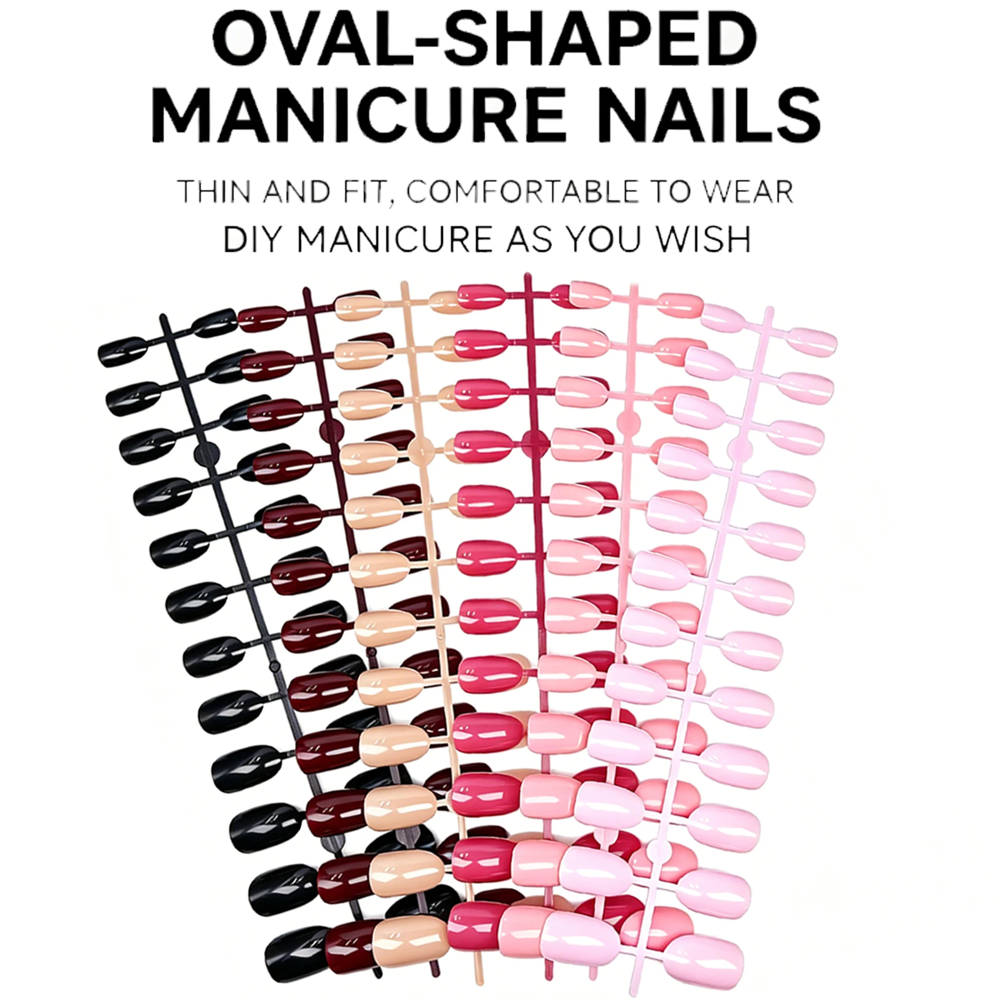 144 Stück kurze ovale Press-On-Nägel, einfarbig, vorgefärbt, weiche Gel-Kunstnägel, vollständige Abdeckung, glänzende künstliche Nagelspitzen, 6 Farben gemischt – Detail 5