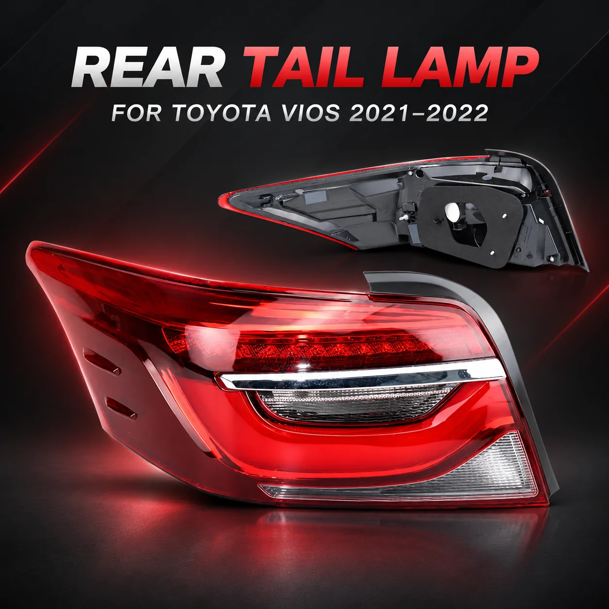Rear Tail Light Assembly For Toyota Vios 2021 2022 Sedan Outer Inner Taillight Brake Reverse Turn Signal Lamp No Bulbs