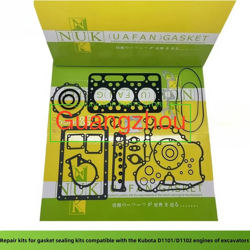 Repair kits for gasket sealing kits compatible with the Kubota D1101/D1102 engines of excavators
