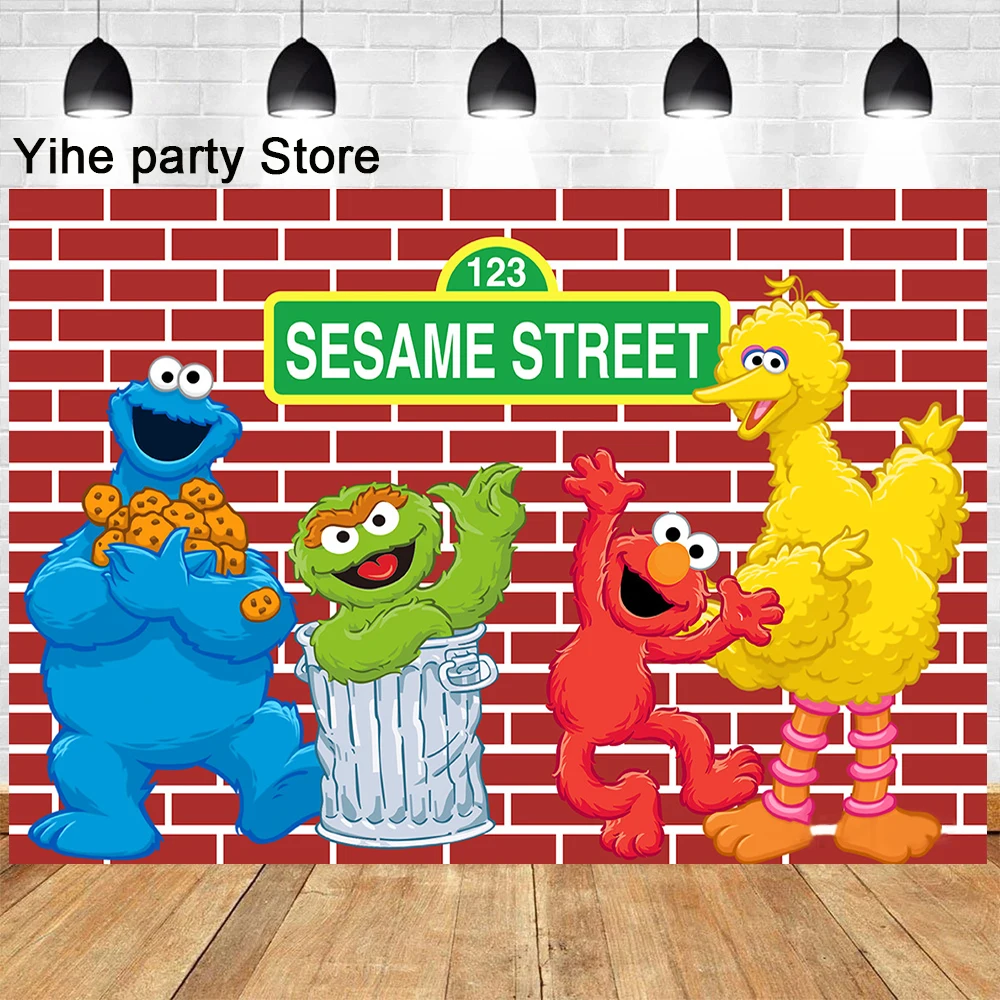 Cartoon Sesame Street Theme Birthday Party Supplies Kids Disposable Tableware Baby Shower Background For Children Gifts Decor