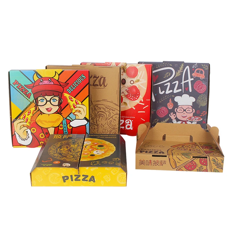 Caja biodegradable personalizada para pizza, caja de cartón a granel, precio de fábrica, alta calidad