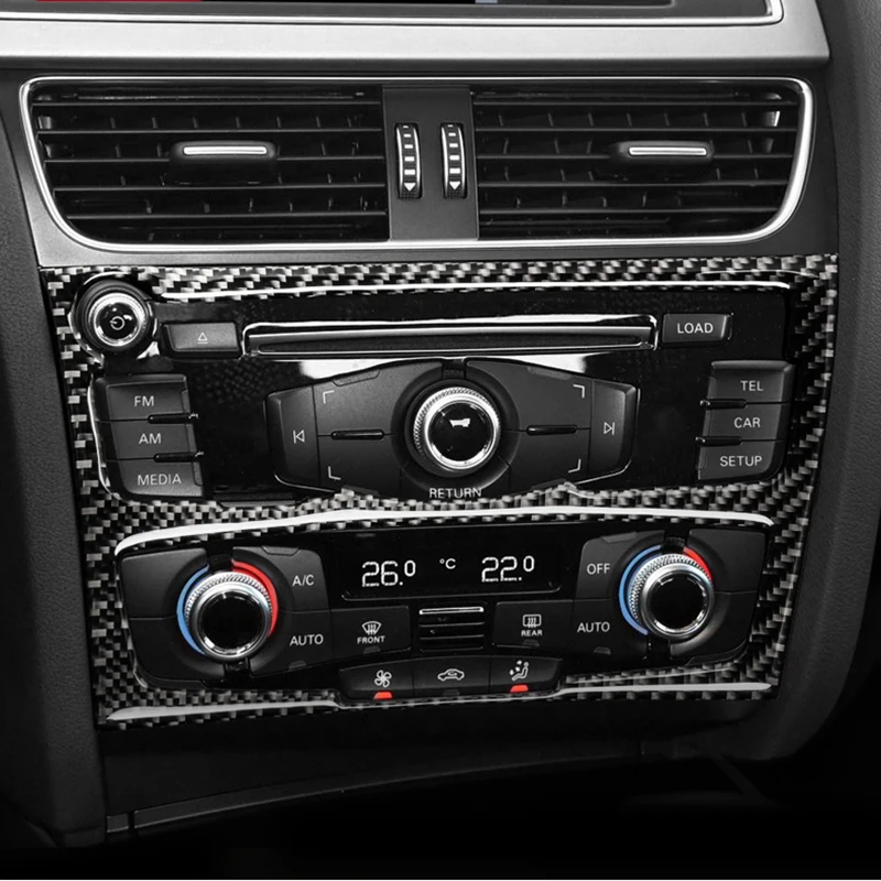 Carbon fiber Center Console Air conditioning CD Panel Cover Trim Frame Sticker Auto Accessories For Audi A4 B8 A5 S4 Car Styling