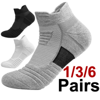 1/3/6 Pairs Men Odor Resistant Knitted terry Sports Socks Sweat Absorbing Breathable Durable Cushioning Running Basketball Socks
