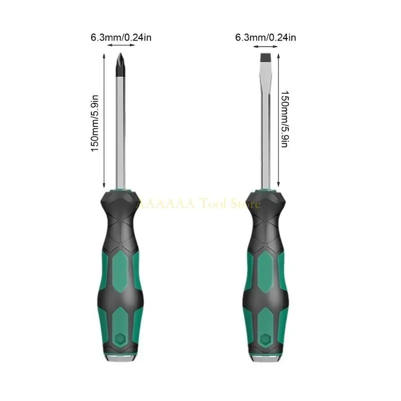 A2BE 2Pcs Insulated Screwdriver Multifunction Electrician Screw Driver Handle Slotted Screwdriver Repairing Tool