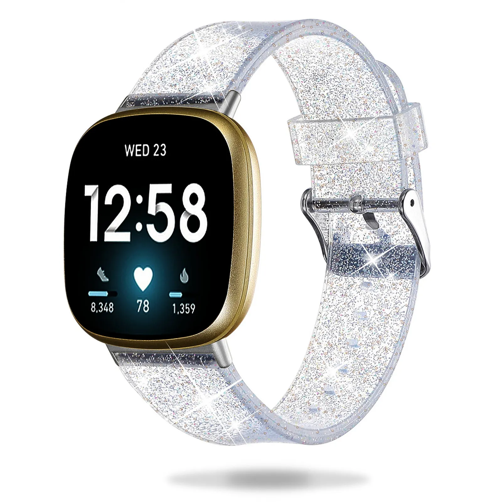 

Ремешок для часов с блестками, совместимый с 3 моделями, силиконовый, регулируемый, мягкий, дышащий, аксессуар для запястья