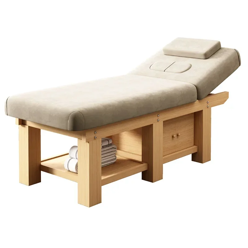 Wooden Beauty Tattoo Massage Bed Lash Speciality Knead Massage Table Ear Cleaning Comfort Lettino Estetista Salon Furniture Fold