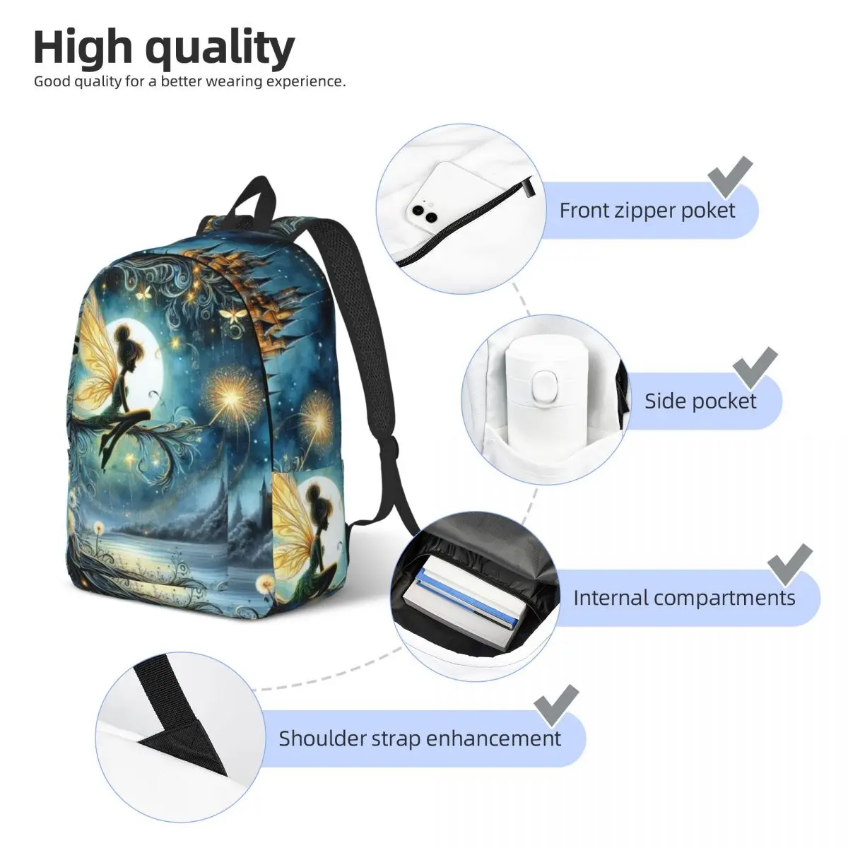 Custom Tinker Bell Canvas Backpack Women Men Casual Bookbag for College School Bags