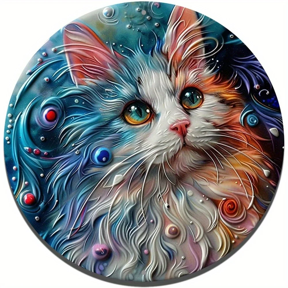 

Round Aluminum Flat Sign, Cat Sign Door Decor, Hanging Wall Art, Hanging Ornament, Room , Home Decorative Wall Poster