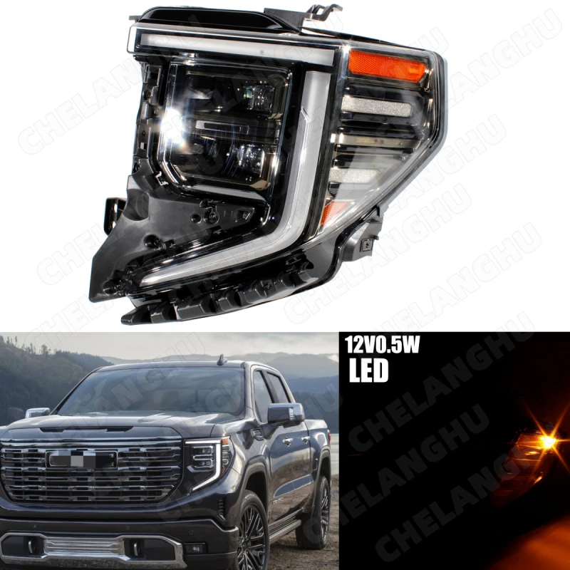 

1Pc Left Side Front Headlight Lamp For GMC Sierra 1500 AT4 2022 2023 DRL Auto Part OEM 85604123