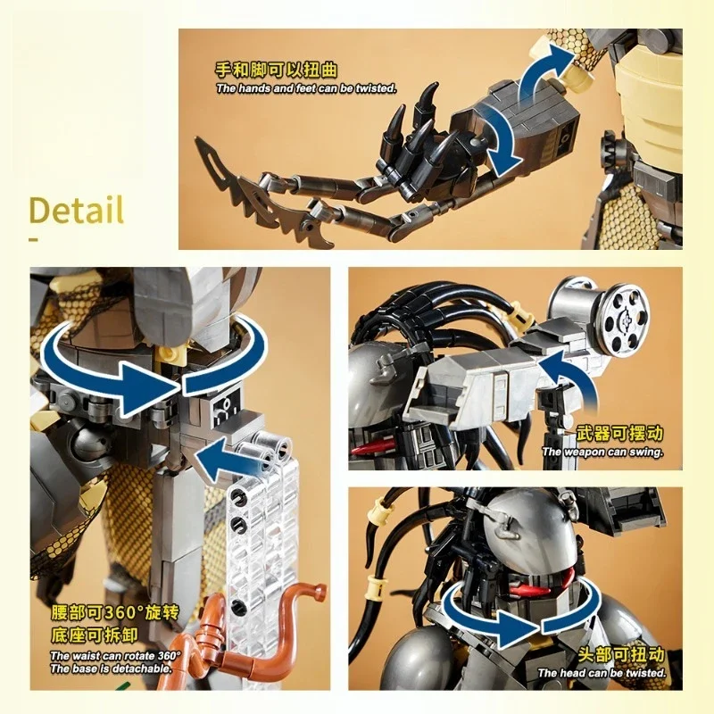 MOC Small Particle Building Kit Fantasy Alien Beast Predator Figure Hand Assemble Premium Desktop Collectible Craft Ornament