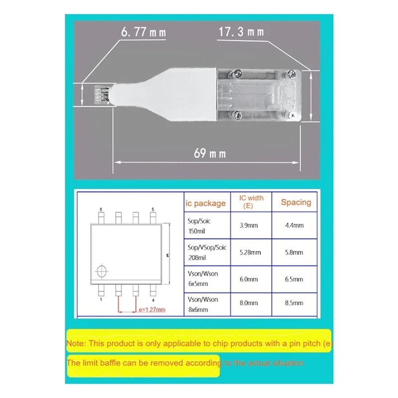 DN-1Pcs Chip Download Burn Write Probe Spring Needle Flash Eeprom Chip Burner Cable