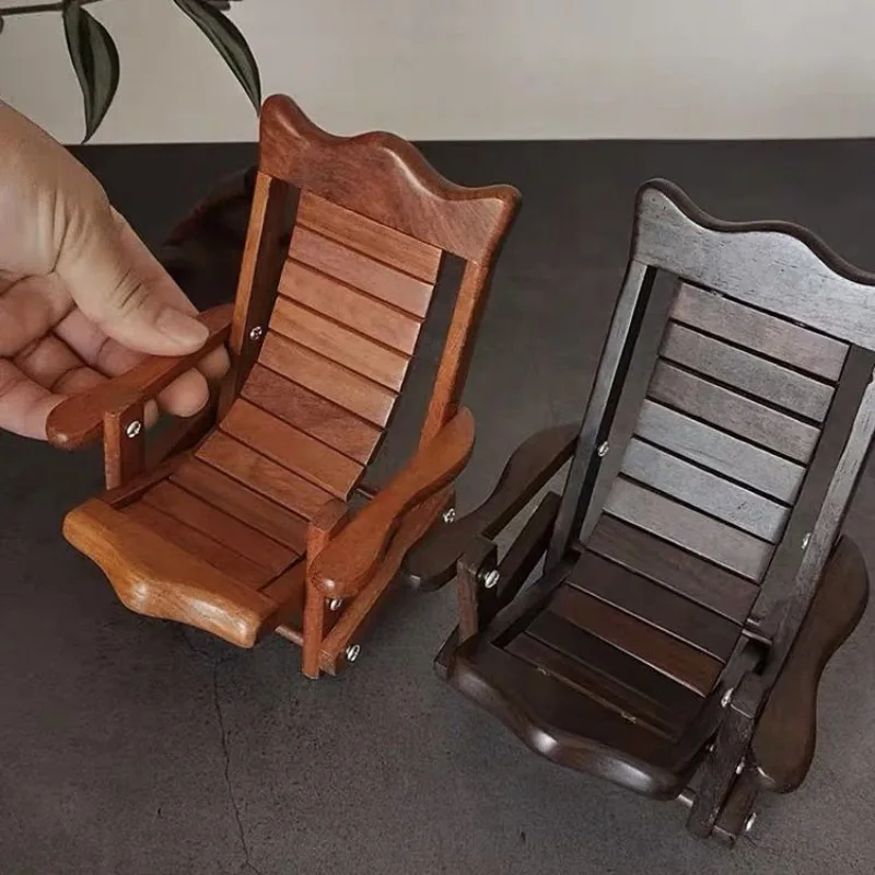 حامل هاتف مصنوع يدويًا من خشب الورد، منظم سطح المكتب قابل للطي، كرسي صغير بتصميم حرفي من الخشب الصلب لتزيين المكاتب المنزلية
