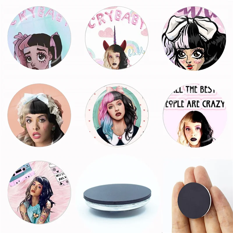 Singer Melanie Martinez Pop Music Album Crybaby Pattern 30MM Glass Refrigerator Magnet Glass Crystal Magnet Home Decoration