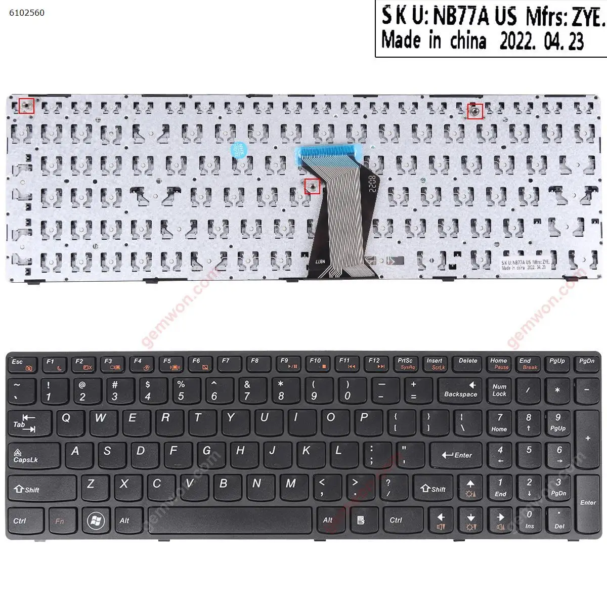 US Laptop Keyboard for LENOVO Ideapad Z560 Z560A Z565A G570 Black